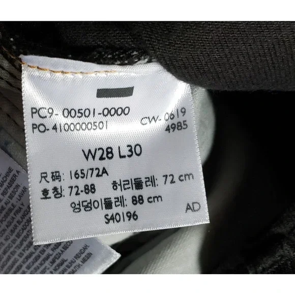 Levis 501 Jeans Mens 28x30 Black Straight Leg Button Fly Western American Denim